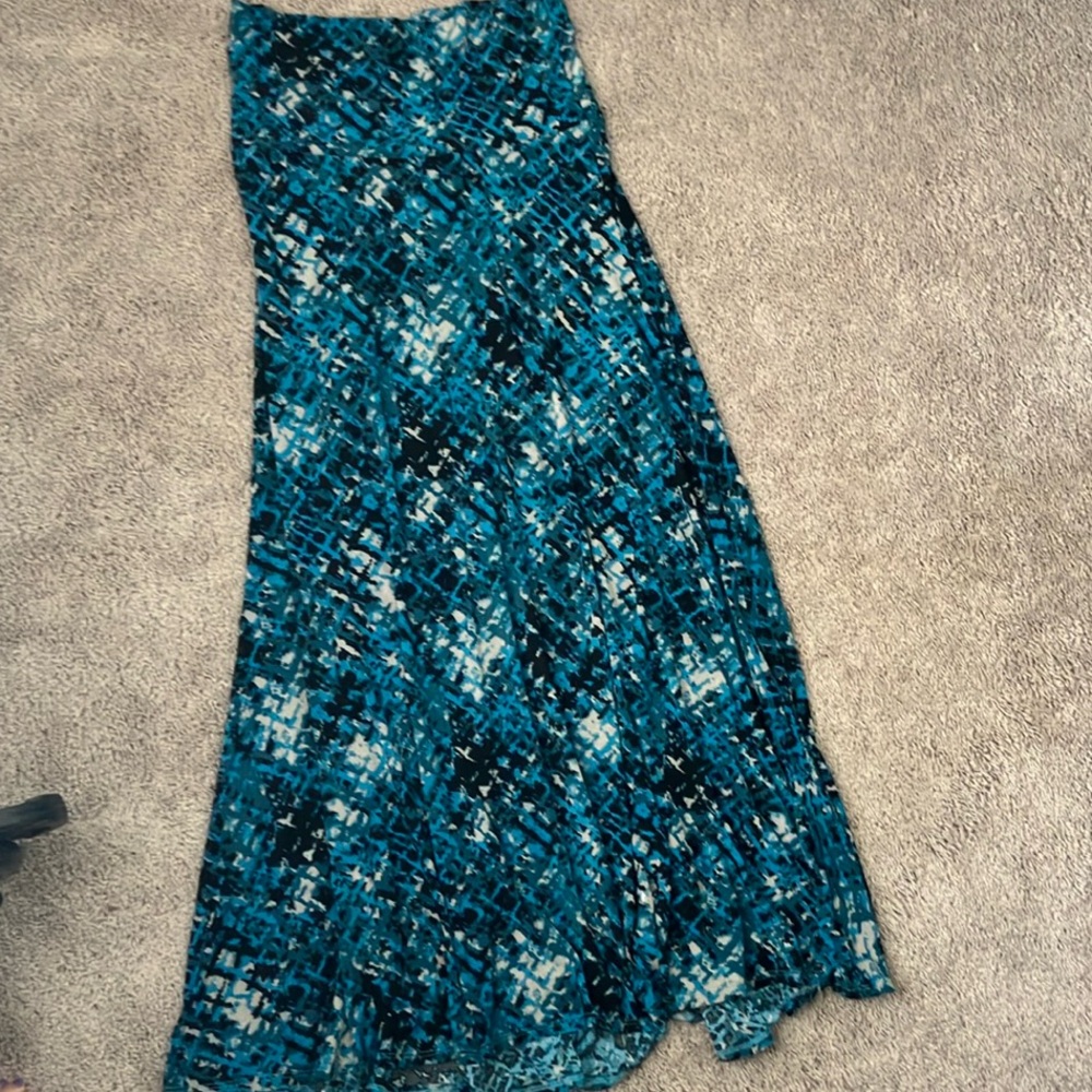 LuLaRoe Blue Asymmetrical Maxi Skirt Resort Wear
